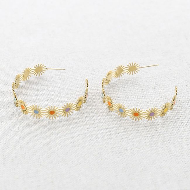 PENDIENTES ACERO ARO SOLES ESMALTE
