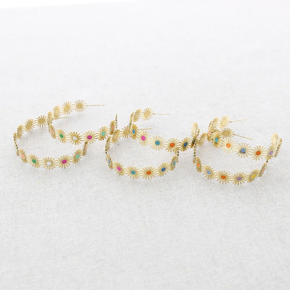 PENDIENTES ACERO ARO SOLES ESMALTE