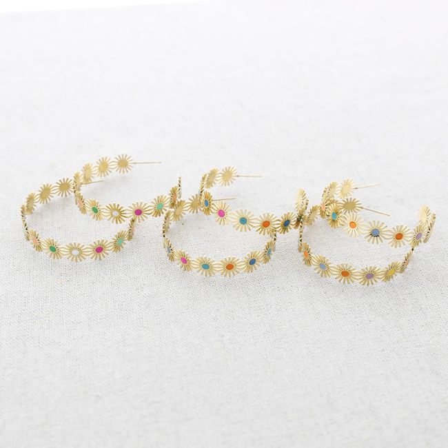 STEEL HOOP SOLES ENAMEL EARRINGS