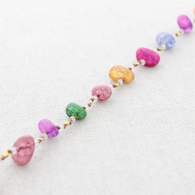 STEEL NECKLACE WITH COLORED STONES