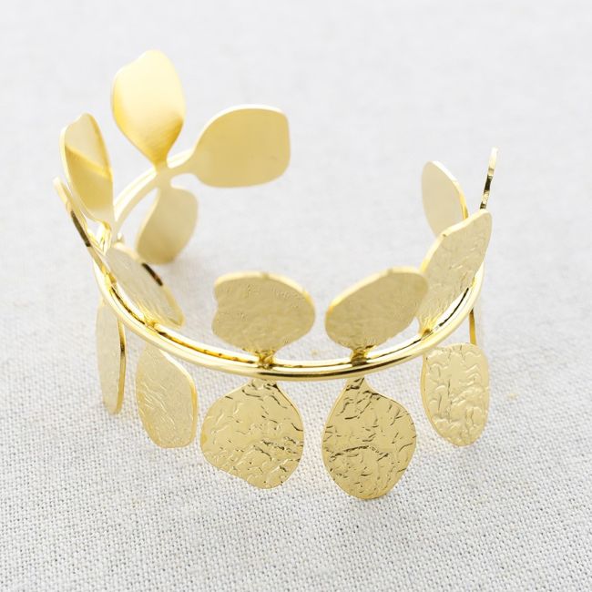 PULSERA ACERO HOJITAS AJUSTABLE