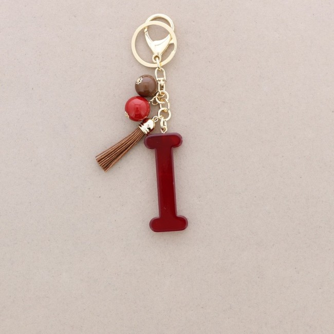 KEYCHAIN PENDANT INITIAL LETTER I RESIN