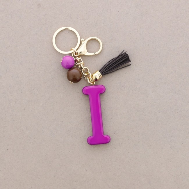 KEYCHAIN PENDANT INITIAL LETTER I RESIN