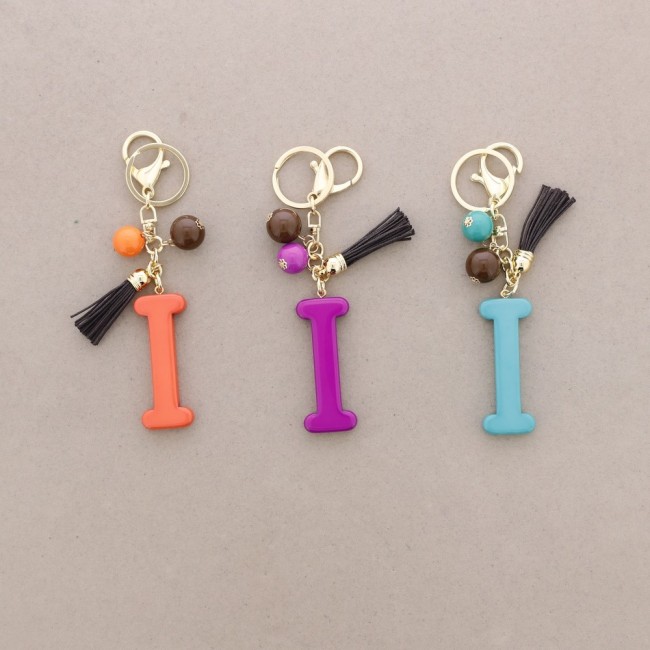 KEYCHAIN PENDANT INITIAL LETTER I RESIN