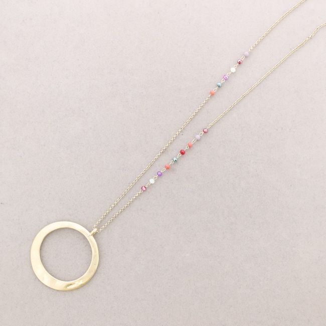 LONG METAL CIRCLE PENDANT NECKLACE