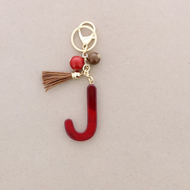 RESIN INITIAL LETTER J PENDANT KEYCHAIN