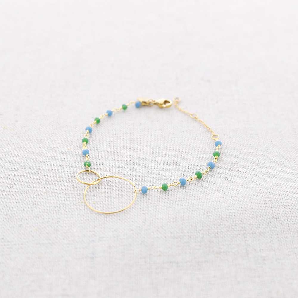 PULSERA ACERO BAÑADO ORO 3 MILS CRISTALES FACETADOS 2MM