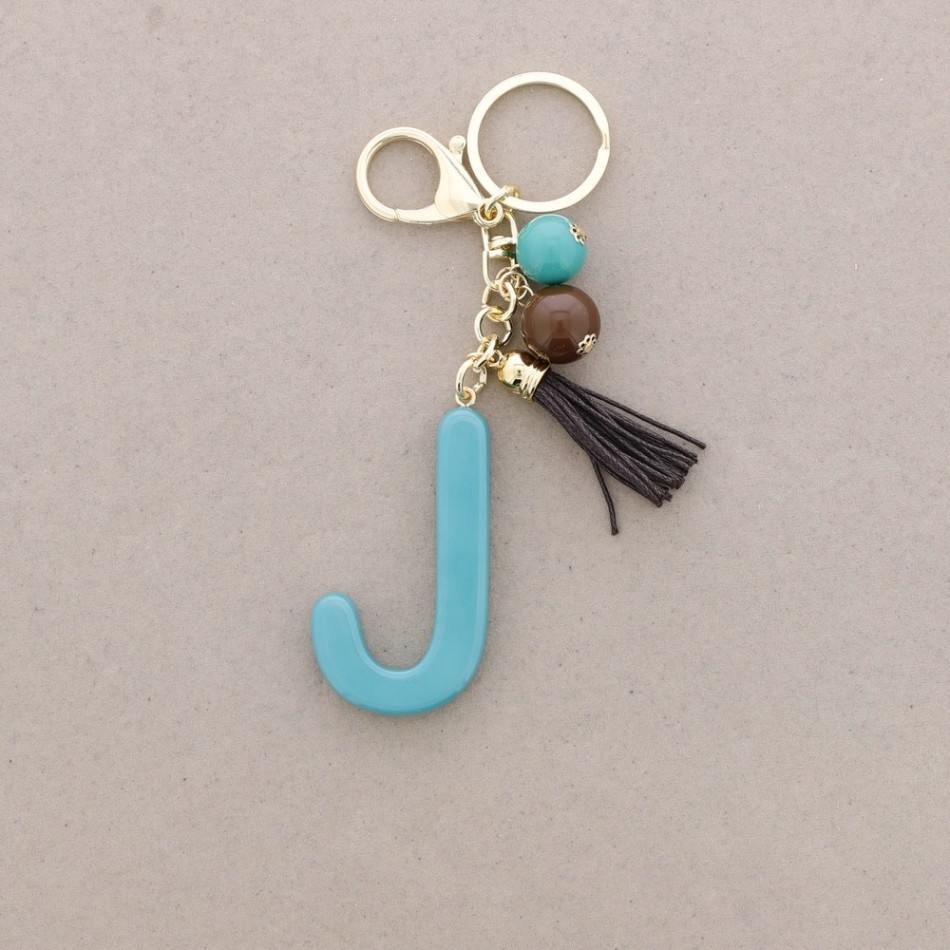 RESIN INITIAL LETTER J PENDANT KEYCHAIN