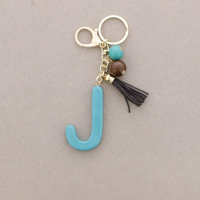 RESIN INITIAL LETTER J PENDANT KEYCHAIN