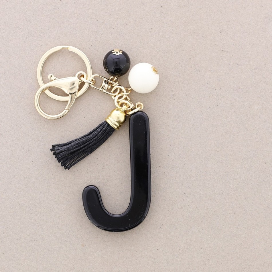 RESIN INITIAL LETTER J PENDANT KEYCHAIN