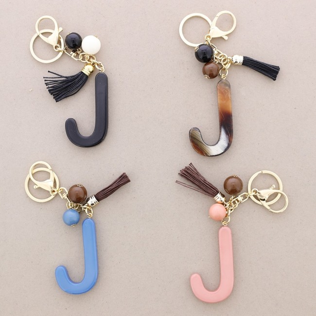 RESIN INITIAL LETTER J PENDANT KEYCHAIN