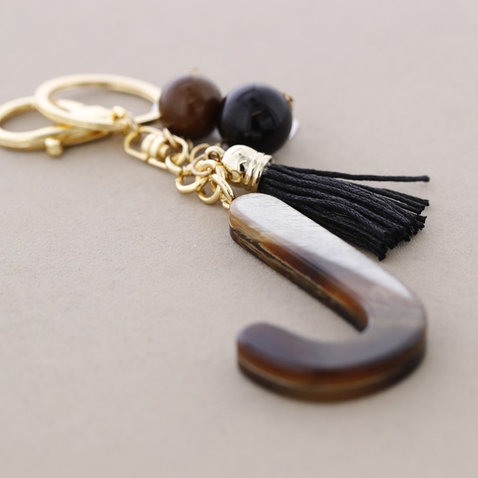 RESIN INITIAL LETTER J PENDANT KEYCHAIN