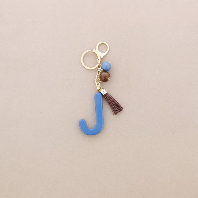 RESIN INITIAL LETTER J PENDANT KEYCHAIN
