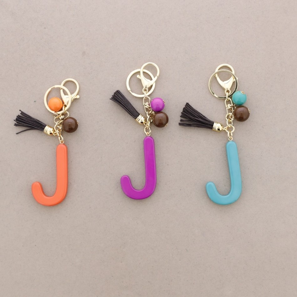 RESIN INITIAL LETTER J PENDANT KEYCHAIN