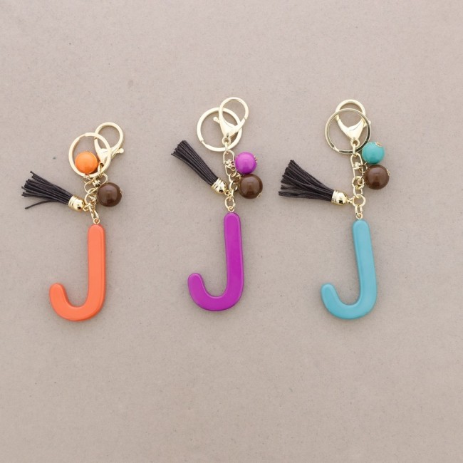 RESIN INITIAL LETTER J PENDANT KEYCHAIN
