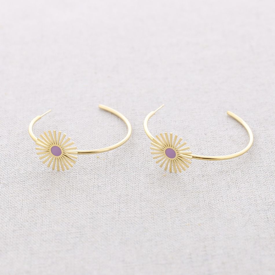 PENDIENTES ACERO AJUSTABLE SOL ESMALTE