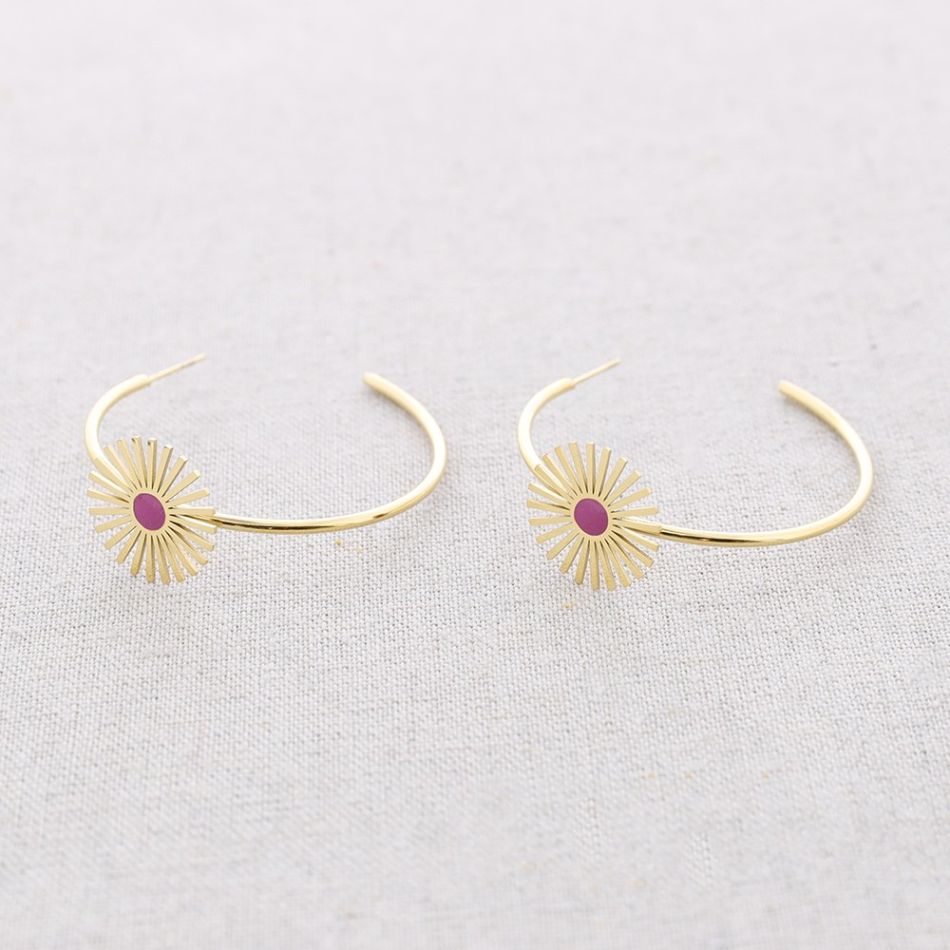 SUN ENAMEL ADJUSTABLE STEEL EARRINGS