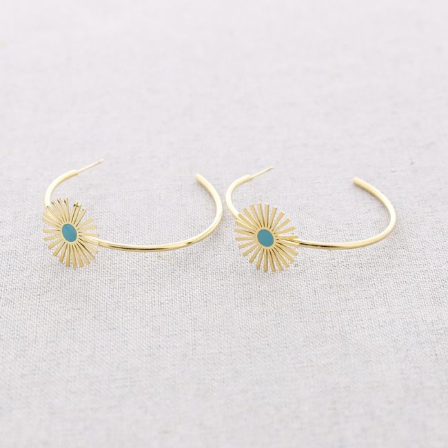 PENDIENTES ACERO AJUSTABLE SOL ESMALTE