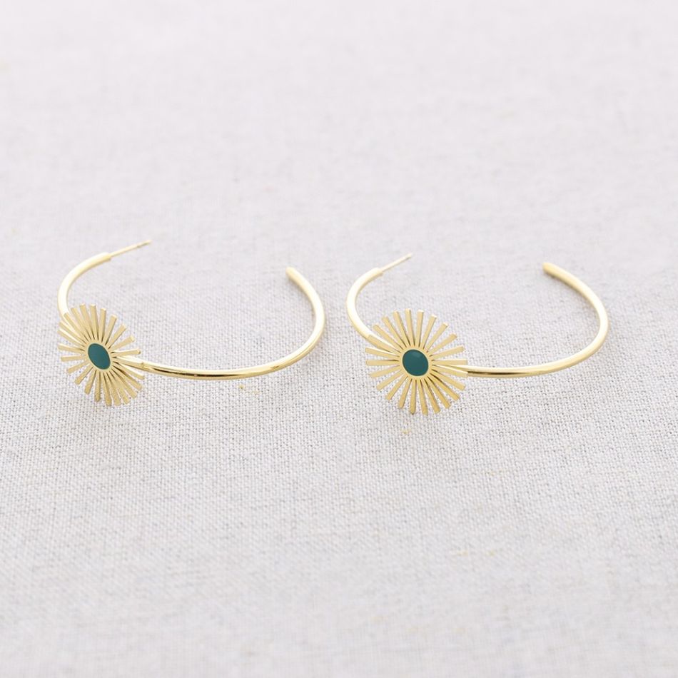 PENDIENTES ACERO AJUSTABLE SOL ESMALTE