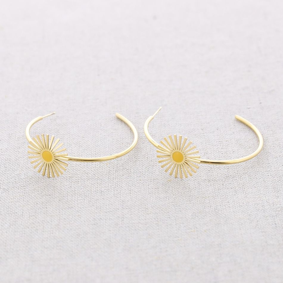 SUN ENAMEL ADJUSTABLE STEEL EARRINGS