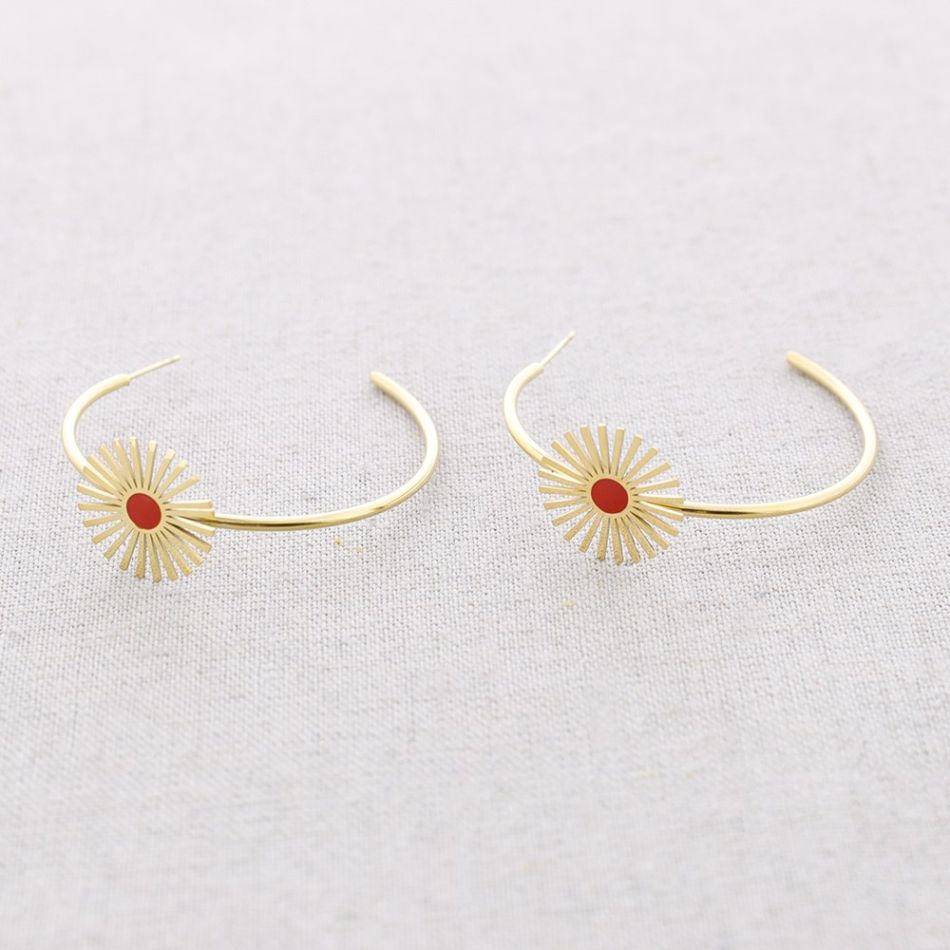 SUN ENAMEL ADJUSTABLE STEEL EARRINGS