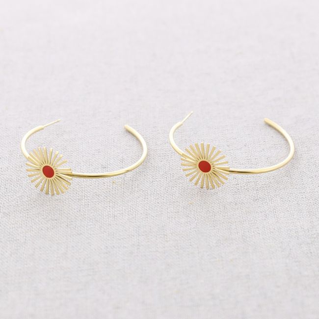 SUN ENAMEL ADJUSTABLE STEEL EARRINGS