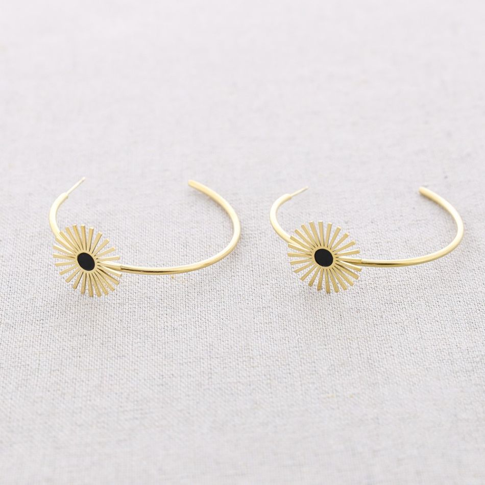 PENDIENTES ACERO AJUSTABLE SOL ESMALTE