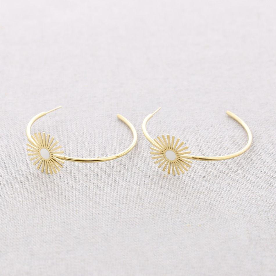 SUN ENAMEL ADJUSTABLE STEEL EARRINGS