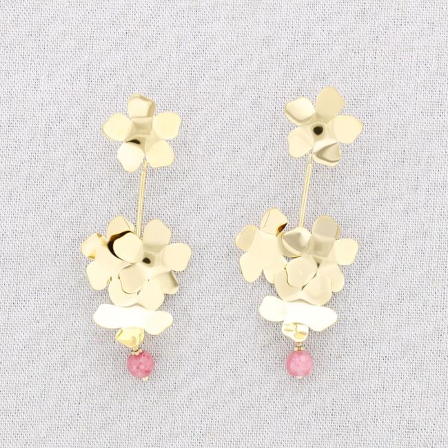 PENDIENTES ACERO FLORES COLGANTE PIEDRA