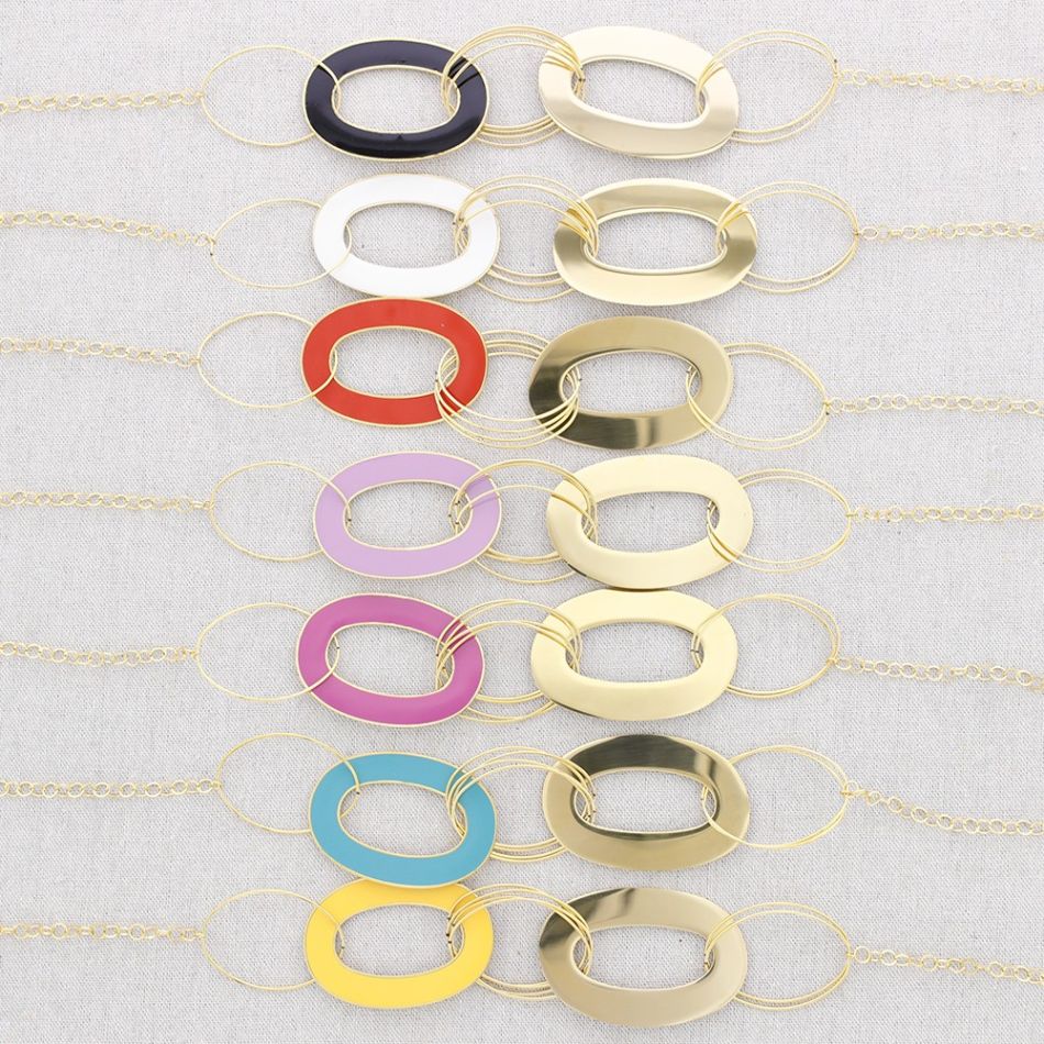 STEEL NECKLACE WITH ENAMEL LINKS