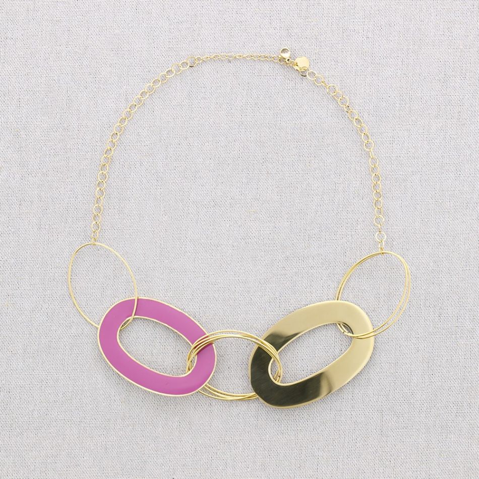 STEEL NECKLACE WITH ENAMEL LINKS