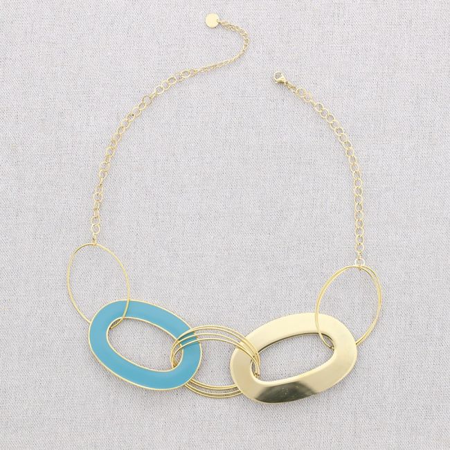 STEEL NECKLACE WITH ENAMEL LINKS