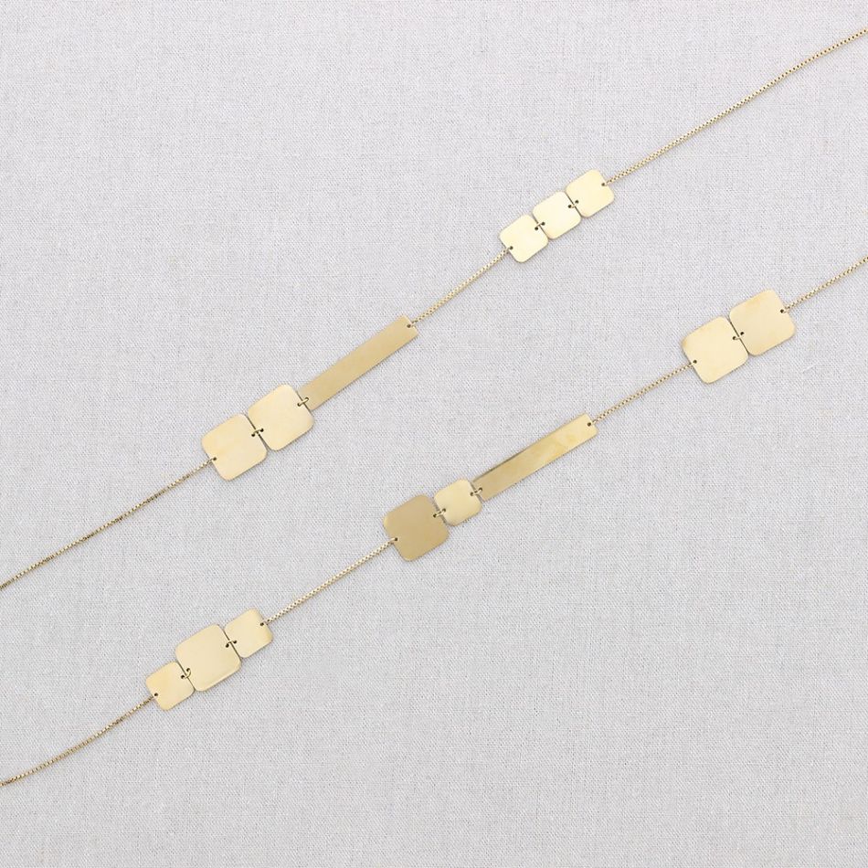 LONG STEEL NECKLACE GEOMETRIC SHAPES