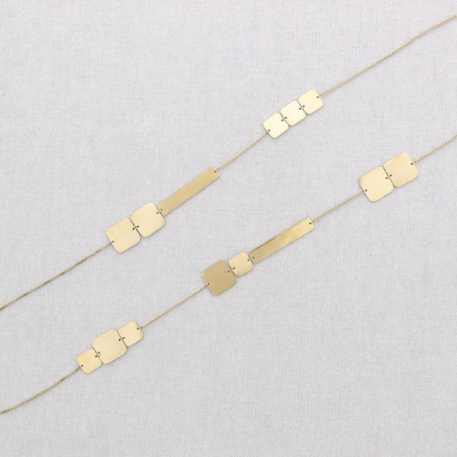 LONG STEEL NECKLACE GEOMETRIC SHAPES