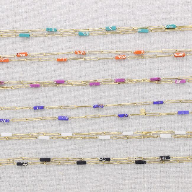 LONG STEEL STONE NECKLACE
