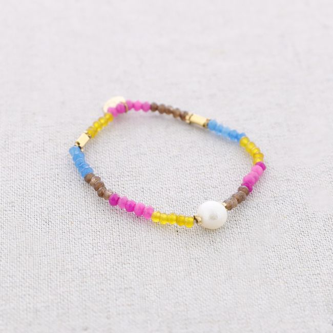 PULSERA ELÁSTICA ACERO PIEDRAS PERLA