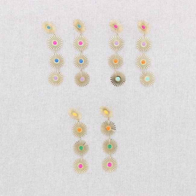 PENDIENTES ACERO CUATRO SOLES ESMALTE