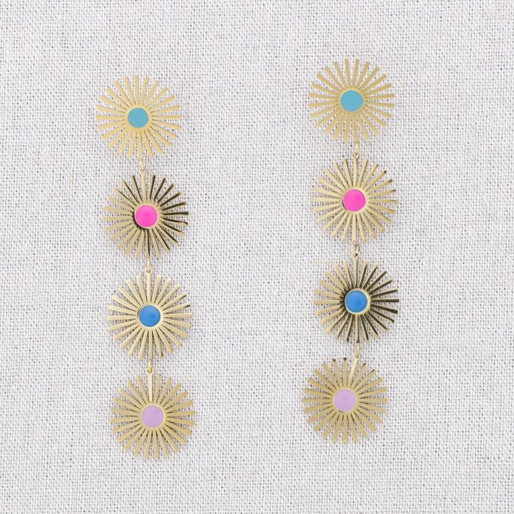 PENDIENTES ACERO CUATRO SOLES ESMALTE 2