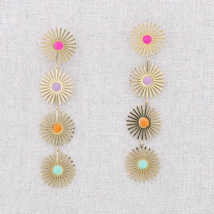 ENAMEL FOUR SUNS STEEL EARRINGS
