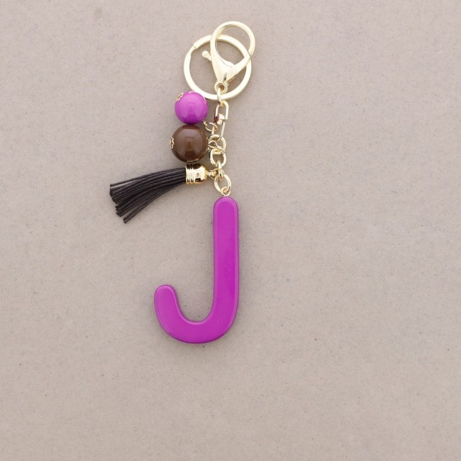 RESIN INITIAL LETTER J PENDANT KEYCHAIN
