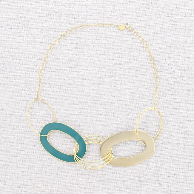 STEEL NECKLACE WITH ENAMEL LINKS