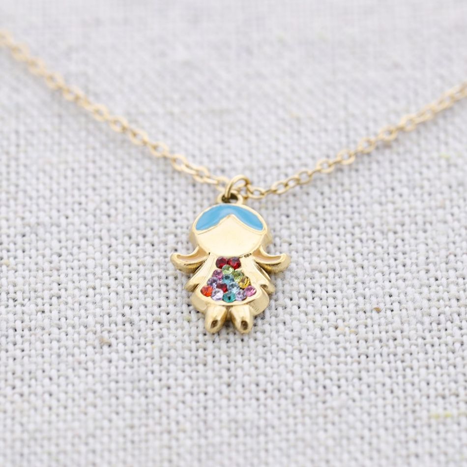STEEL PENDANT NECKLACE FOR GIRL WITH CRYSTALS