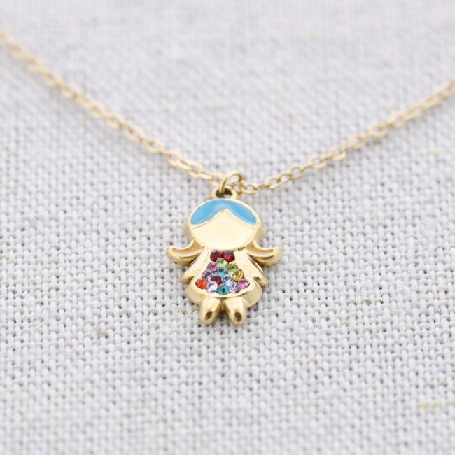 STEEL PENDANT NECKLACE FOR GIRL WITH CRYSTALS