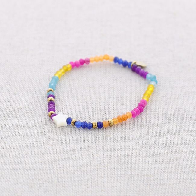 PULSERA ELÁSTICA ACERO PIEDRAS ESTRELLITA NÁCAR