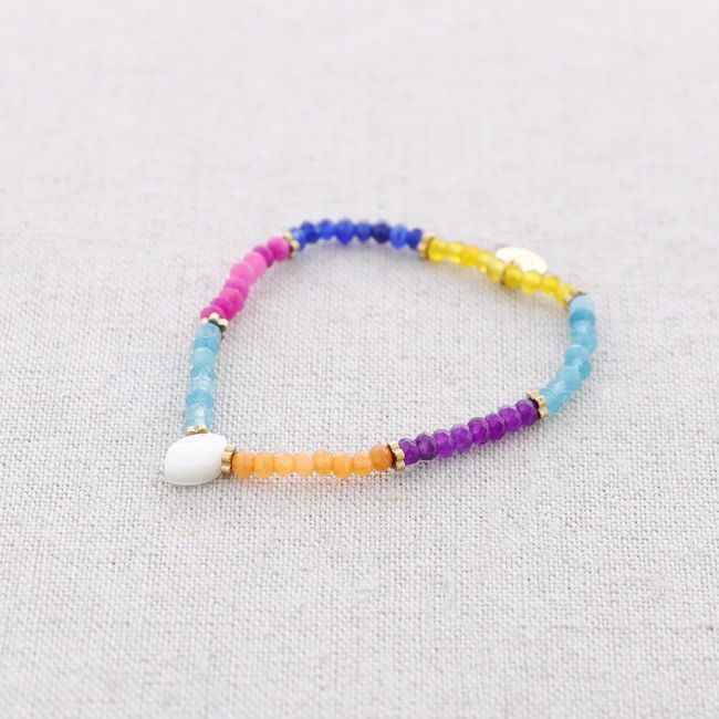 STEEL ELASTIC BRACELET WITH STONES NACRE LEAF
