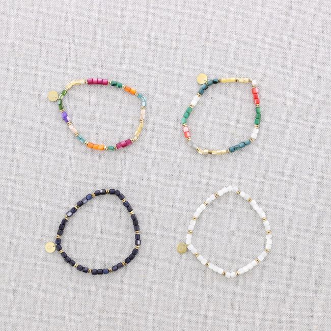 PULSERA ELÁSTICA ACERO CUENTAS NÁCAR