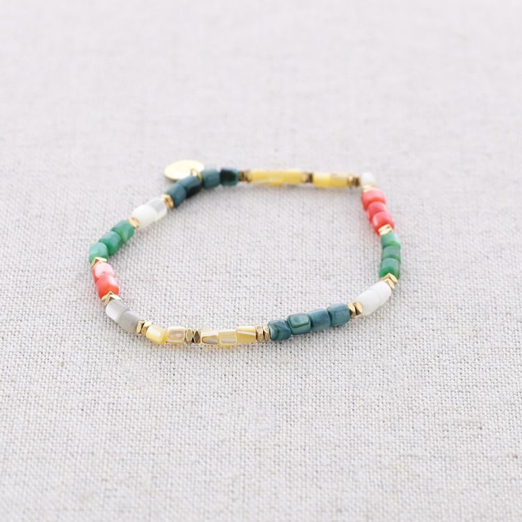 PULSERA ELÁSTICA ACERO CUENTAS NÁCAR 2