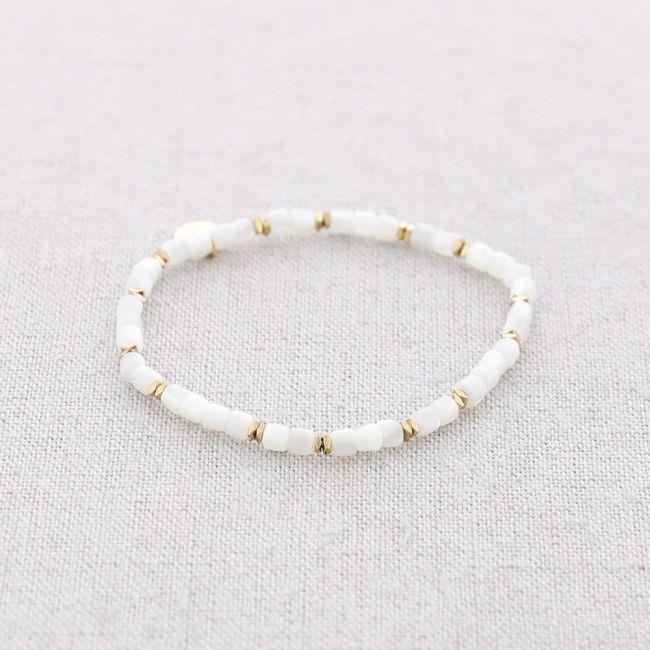 STEEL ELASTIC BRACELET WITH NACRE BEADS