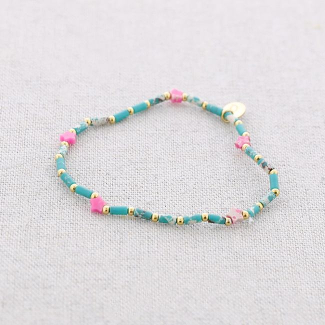 PULSERA ELÁSTICA ACERO PIEDRAS ESTRELLAS