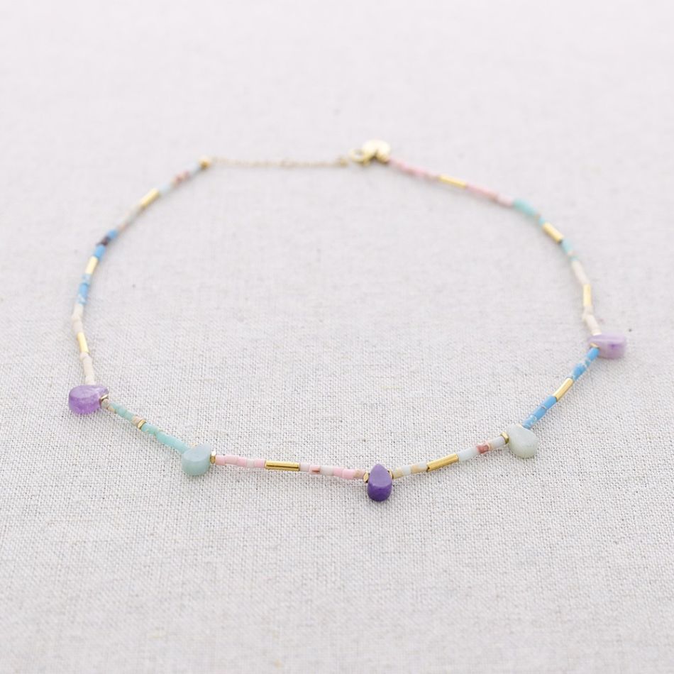GARGANTILLA ACERO GOTITAS PIEDRAS
